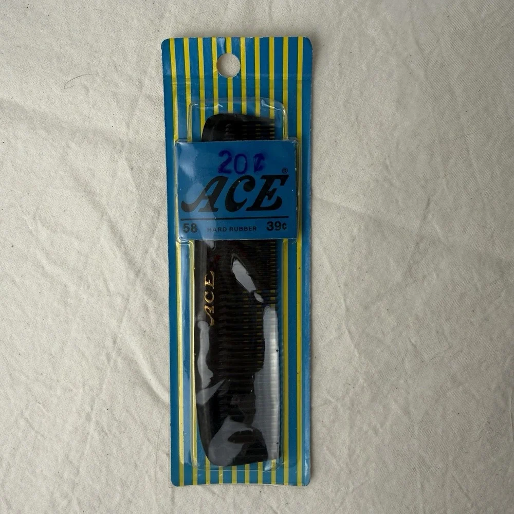 Vintage Ace Hard Rubber Comb‎ AA063 AA058 Black NOS Sealed 5